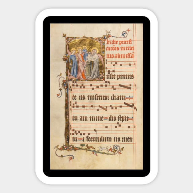 Medieval Majesty: Illuminated Manuscript of a Gregorian Chant Sticker by AlienMirror